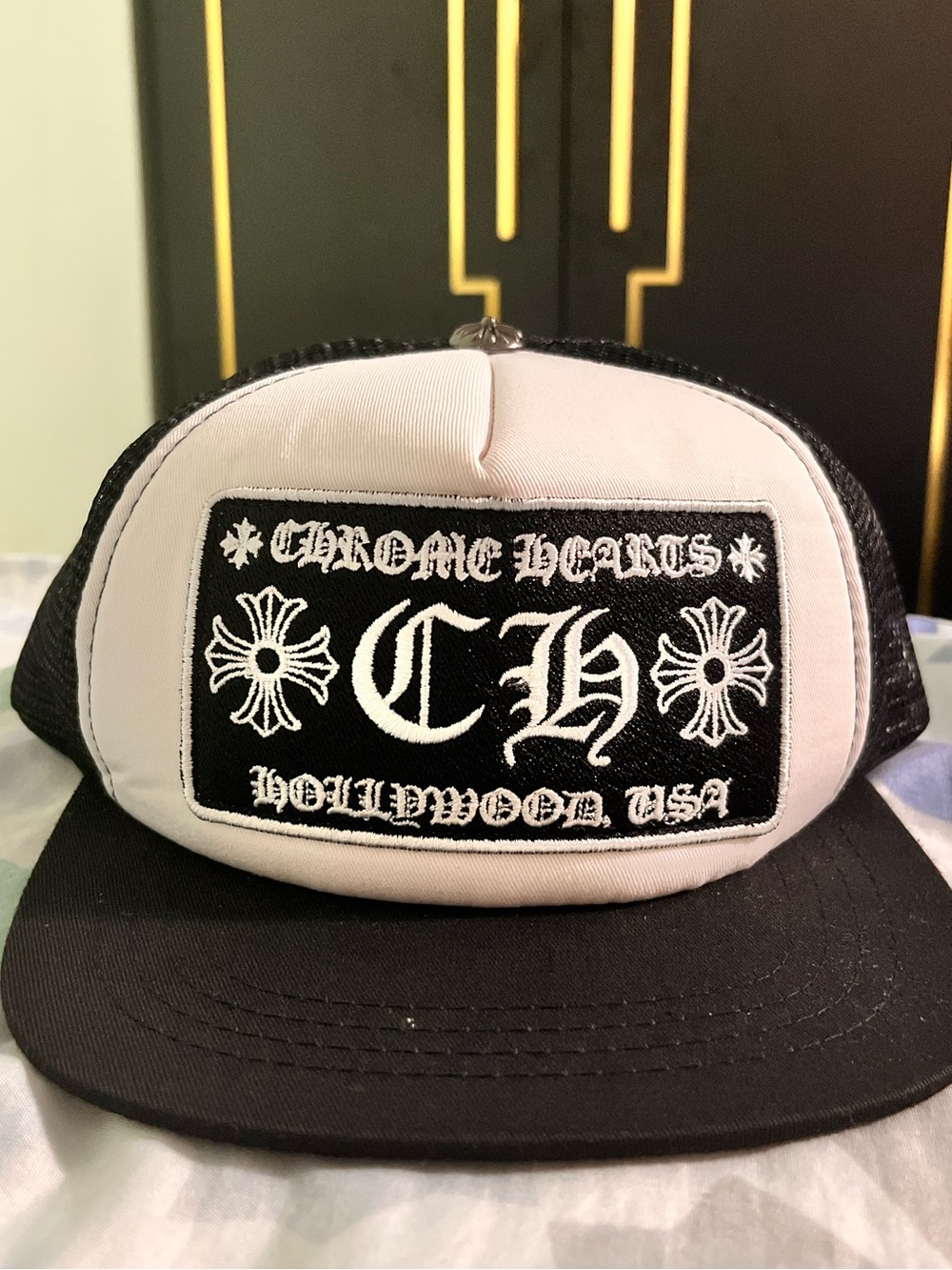 Chrome Hearts Black & White Trucker Cap